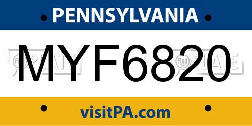 MYF6820 Pennsylvania License Plate