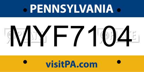 MYF7104 Pennsylvania License Plate