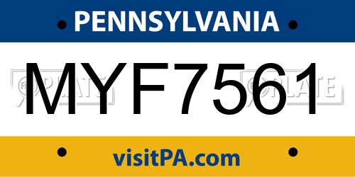 MYF7561 Pennsylvania License Plate