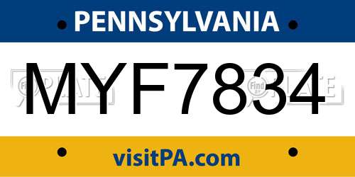 MYF7834 Pennsylvania License Plate