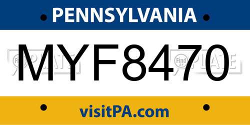 MYF8470 Pennsylvania License Plate