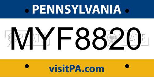 MYF8820 Pennsylvania License Plate