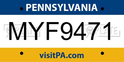 MYF9471 Pennsylvania License Plate