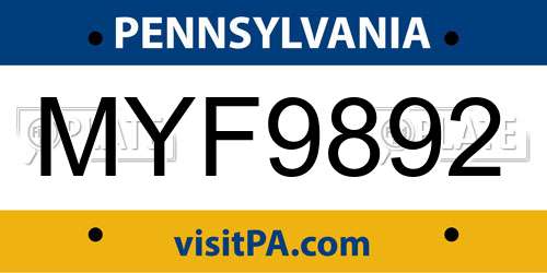 MYF9892 Pennsylvania License Plate