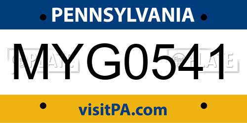 MYG0541 Pennsylvania License Plate