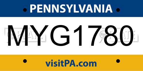 MYG1780 Pennsylvania License Plate