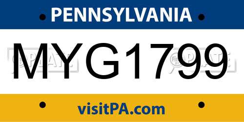 MYG1799 Pennsylvania License Plate