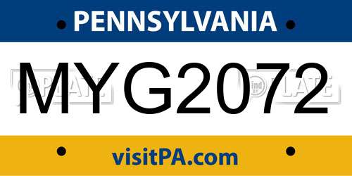 MYG2072 Pennsylvania License Plate