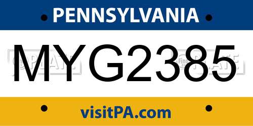 MYG2385 Pennsylvania License Plate