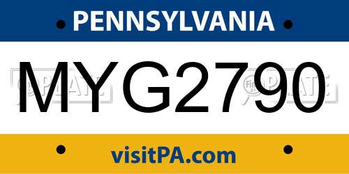 MYG2790 Pennsylvania License Plate