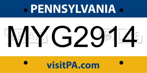 MYG2914 Pennsylvania License Plate