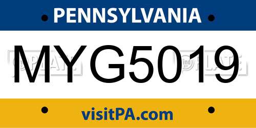 MYG5019 Pennsylvania License Plate
