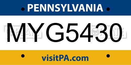 MYG5430 Pennsylvania License Plate