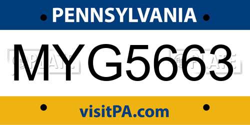 MYG5663 Pennsylvania License Plate