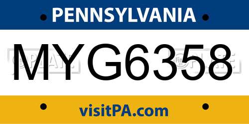MYG6358 Pennsylvania License Plate