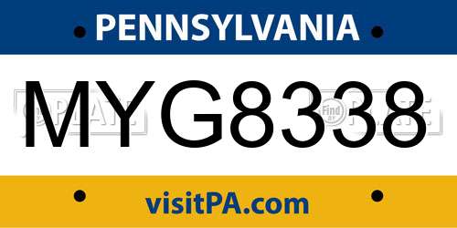 MYG8338 Pennsylvania License Plate