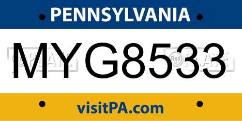 MYG8533 Pennsylvania License Plate