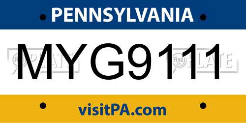 MYG9111 Pennsylvania License Plate