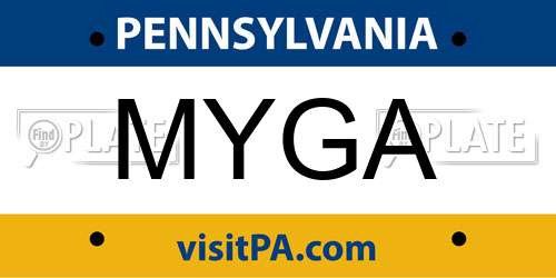 MYGA Pennsylvania License Plate