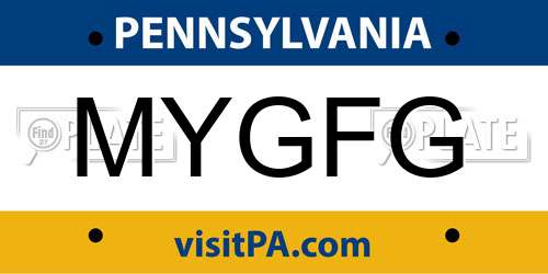 MYGFG Pennsylvania License Plate