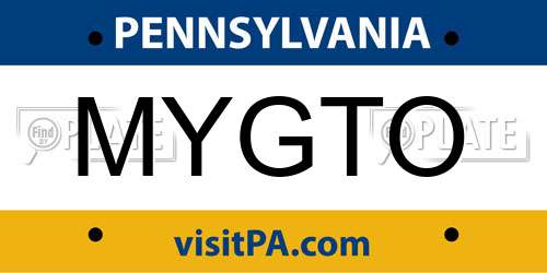 MYGTO Pennsylvania License Plate