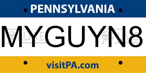 MYGUYN8 Pennsylvania License Plate