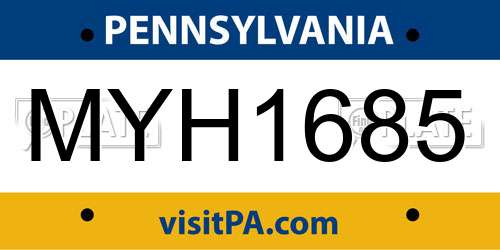 MYH1685 Pennsylvania License Plate
