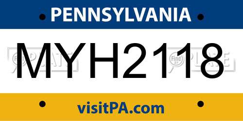 MYH2118 Pennsylvania License Plate