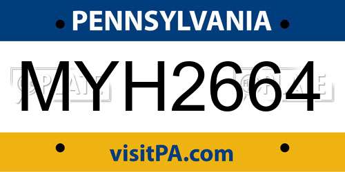 MYH2664 Pennsylvania License Plate