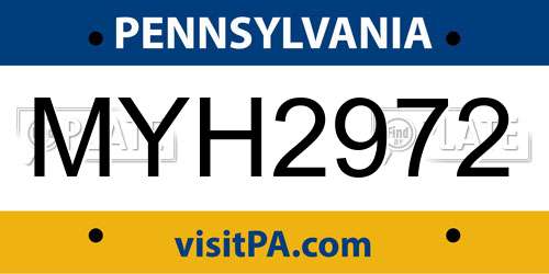 MYH2972 Pennsylvania License Plate