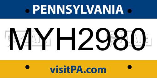 MYH2980 Pennsylvania License Plate