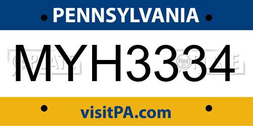 MYH3334 Pennsylvania License Plate