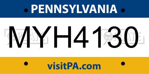 MYH4130 Pennsylvania License Plate