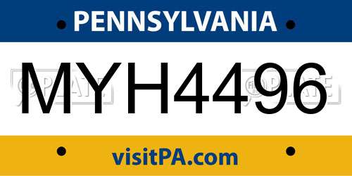 MYH4496 Pennsylvania License Plate