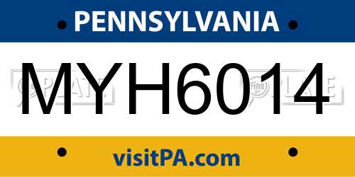 MYH6014 Pennsylvania License Plate