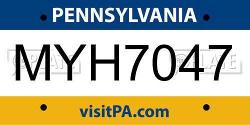 MYH7047 Pennsylvania License Plate