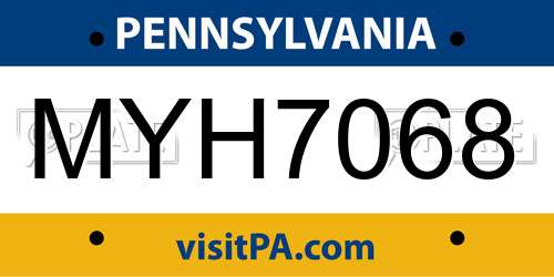 MYH7068 Pennsylvania License Plate