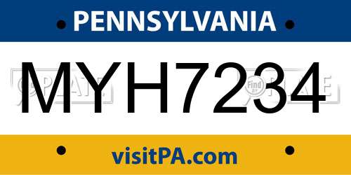 MYH7234 Pennsylvania License Plate