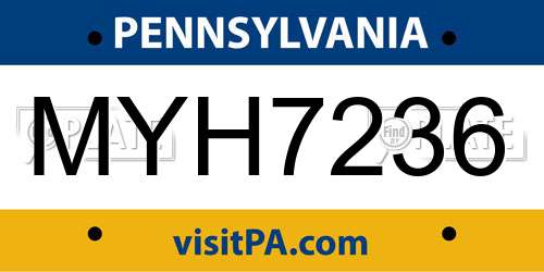 MYH7236 Pennsylvania License Plate