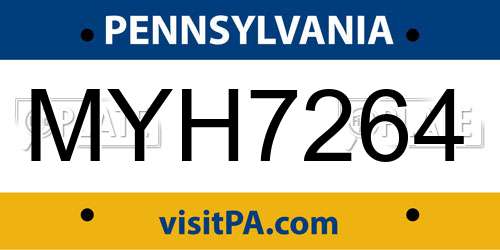 MYH7264 Pennsylvania License Plate