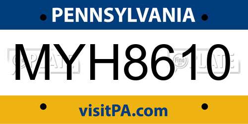 MYH8610 Pennsylvania License Plate