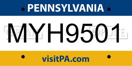 MYH9501 Pennsylvania License Plate