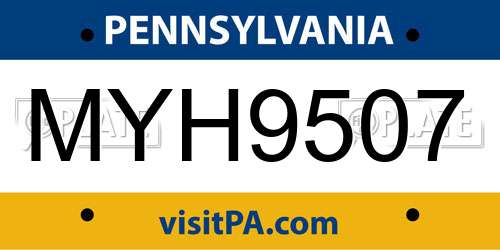 MYH9507 Pennsylvania License Plate