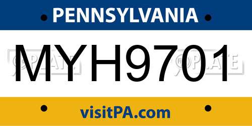 MYH9701 Pennsylvania License Plate
