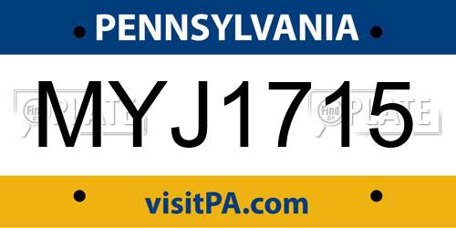 MYJ1715 Pennsylvania License Plate