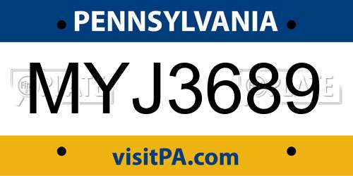 MYJ3689 Pennsylvania License Plate