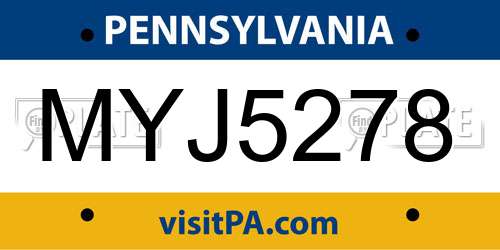 MYJ5278 Pennsylvania License Plate