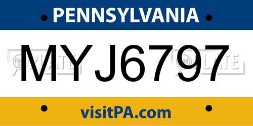 MYJ6797 Pennsylvania License Plate