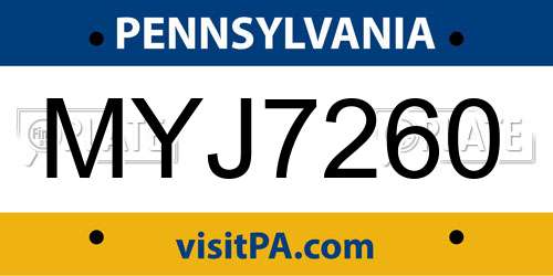 MYJ7260 Pennsylvania License Plate