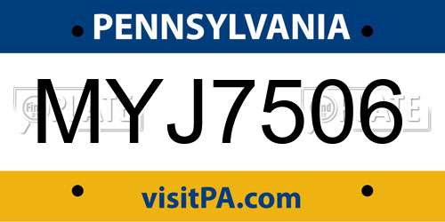 MYJ7506 Pennsylvania License Plate